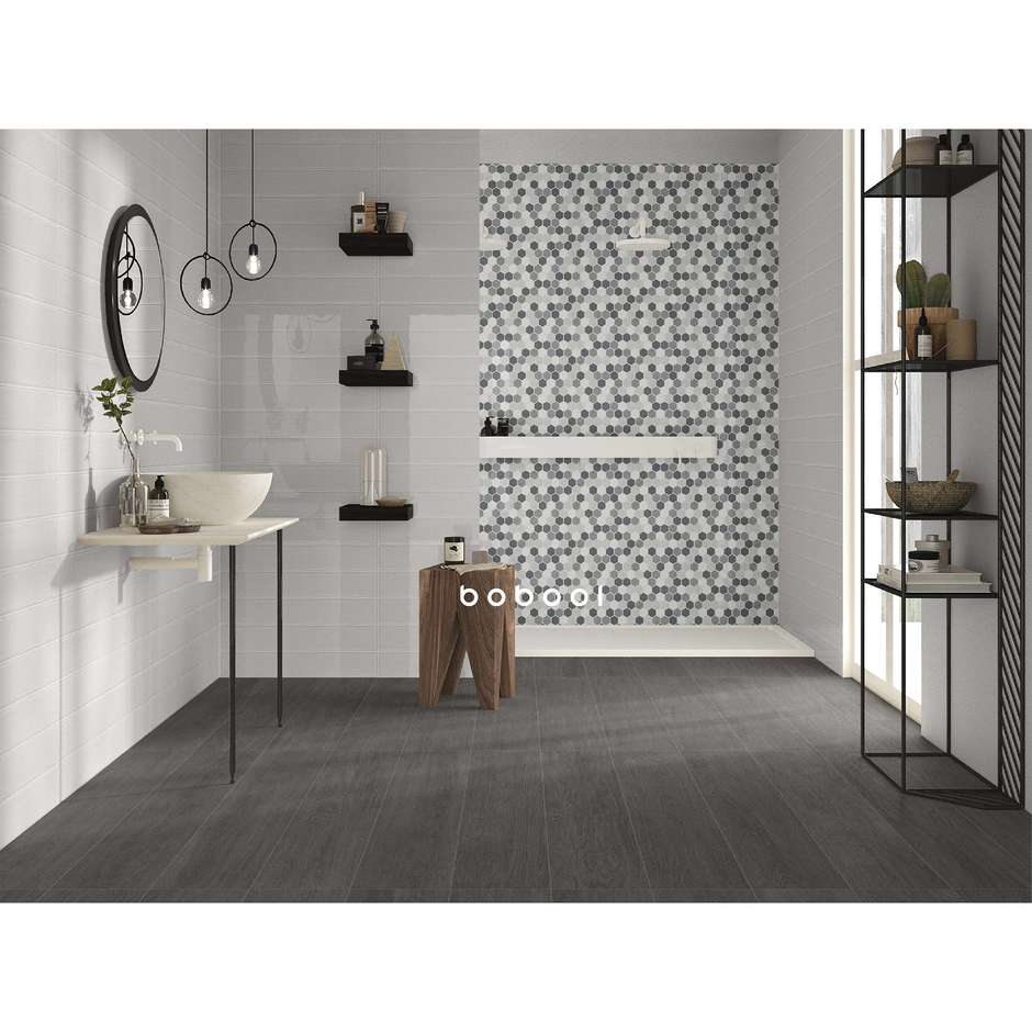 Glossy hexagonal wall mosaic, Cold, 30x30 cm - Smooth, Dom Ceramiche
