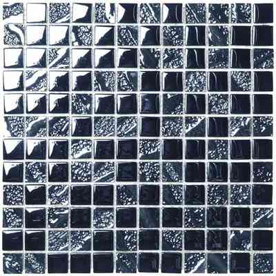 Glossy wall mosaic in black glass and ceramic, Black 30x30 cm - Florida, Boxer