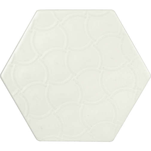 Glossy wall tile 15.3x17.5 hexagonal shape Relief Decoration White - Exabright, Tonalite