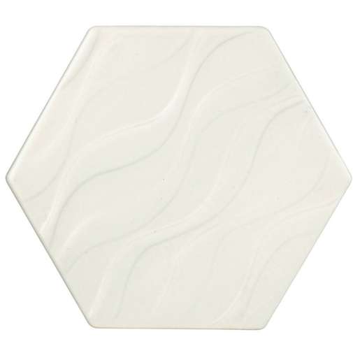 Glossy wall tile 15.3x17.5 hexagonal shape Relief Decoration White - Exabright, Tonalite