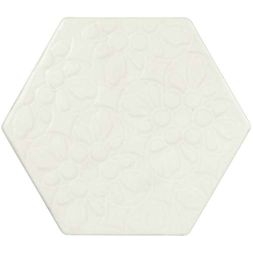 Glossy wall tile 15.3x17.5 hexagonal shape Relief Decoration White - Exabright, Tonalite