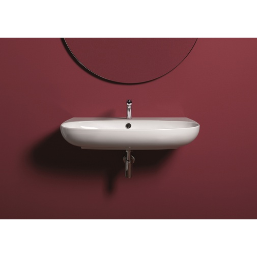 Glossy white lay-on or wall-hung washbasin 80 cm - Vignoni, Simas