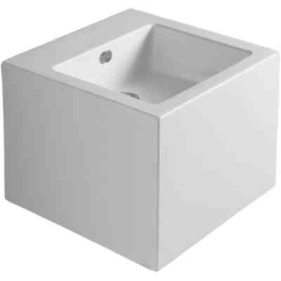 Glossy white square minimal style suspended washbasin 50 cm - Frozen, Simas