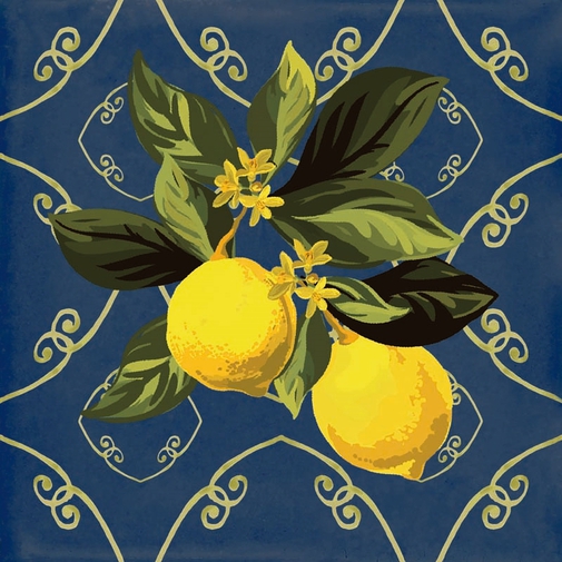 Glänzend dekoriertes Feinsteinzeug Giardino Blu Mix 20x20cm - Vita, Ceramica Sant'Agostino