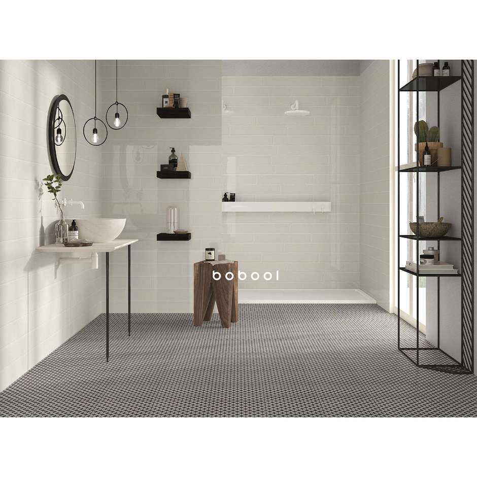 Glänzende Keramikfliese, Milch 10x60 cm - Glatt, Dom Ceramiche