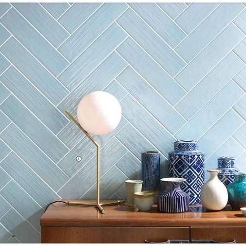 Glänzende Wandfliese, Streifeneffekt, 10x40 Celeste - Paintboard, Tonalite