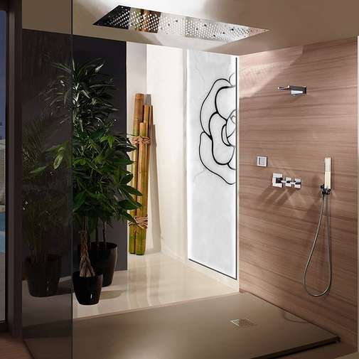 Grande pomme de douche encastrable au plafond avec led pour chromothérapie 100x50 cm - Dream XL, Bossini