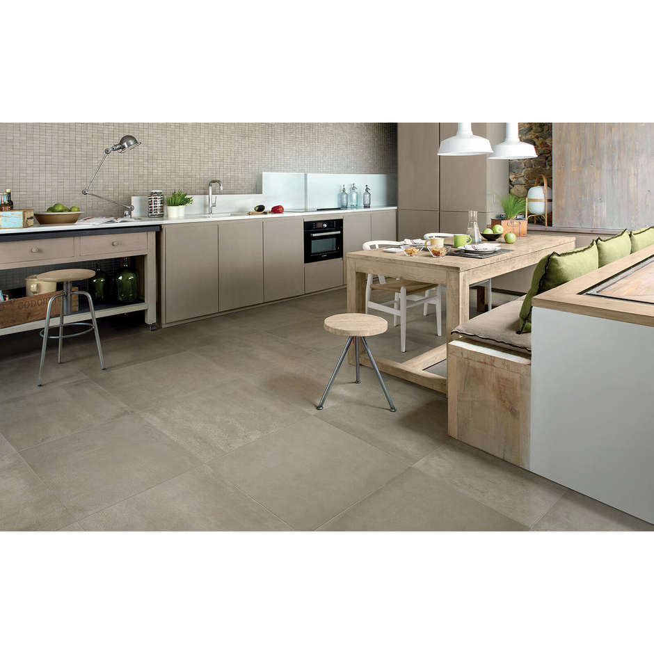 Graubeiges Feinsteinzeug in Betonoptik, Greige 30x60 cm - Entropia, Dom Ceramiche