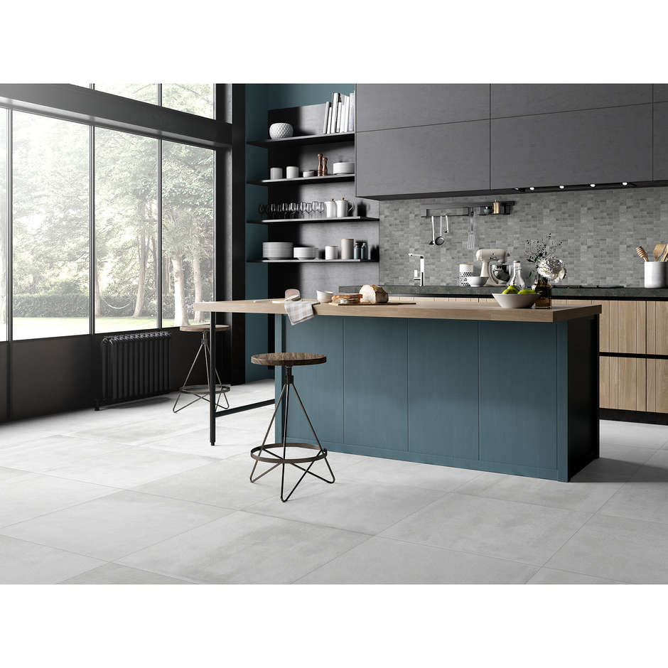 Graues Feinsteinzeug in Betonoptik, Wandmosaik 30x30 cm - Entropia, Dom Ceramiche