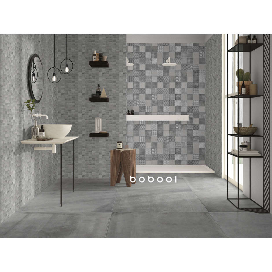 Gray concrete effect porcelain stoneware, Wall mosaic 30x30 cm - Entropia, Dom Ceramiche