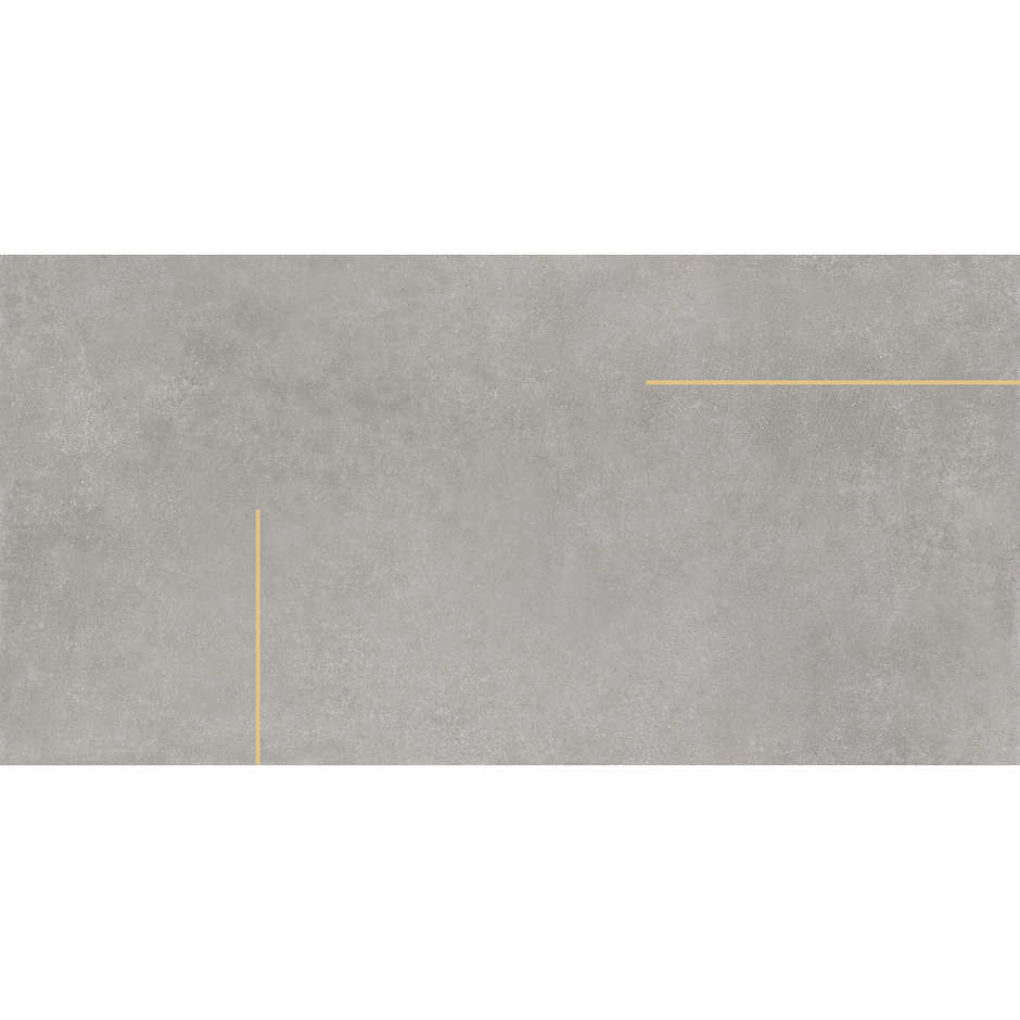 Gray concrete effect porcelain stoneware with steel inserts 60x120cm - Lines 1/B, Ceramica Bardelli