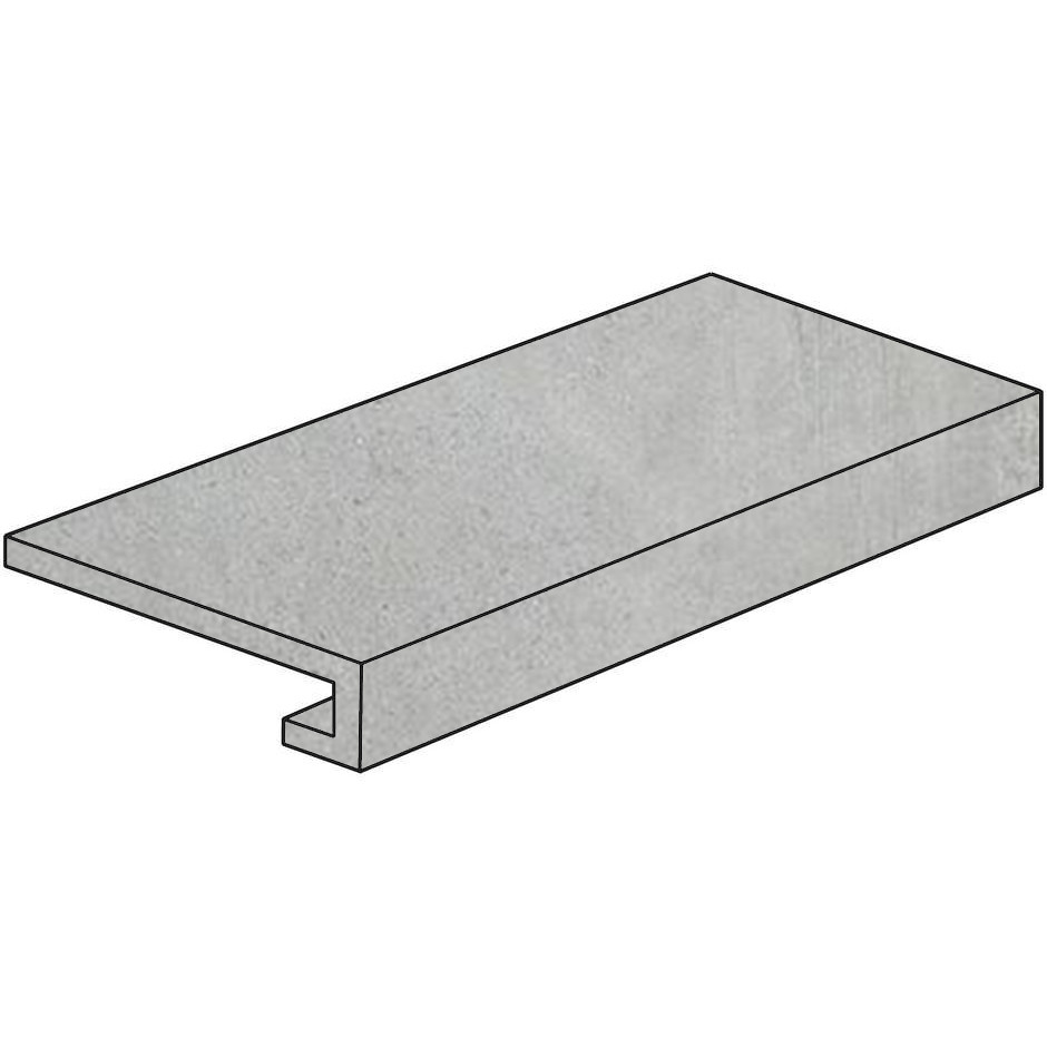 Gray shaved concrete effect porcelain stoneware step 33x60cm. Cement, Casalgrande Padana