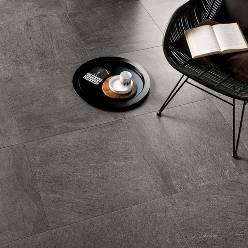 Gray stone effect porcelain stoneware, Basalt Gray 60x60 cm - Living Stones, Blustyle