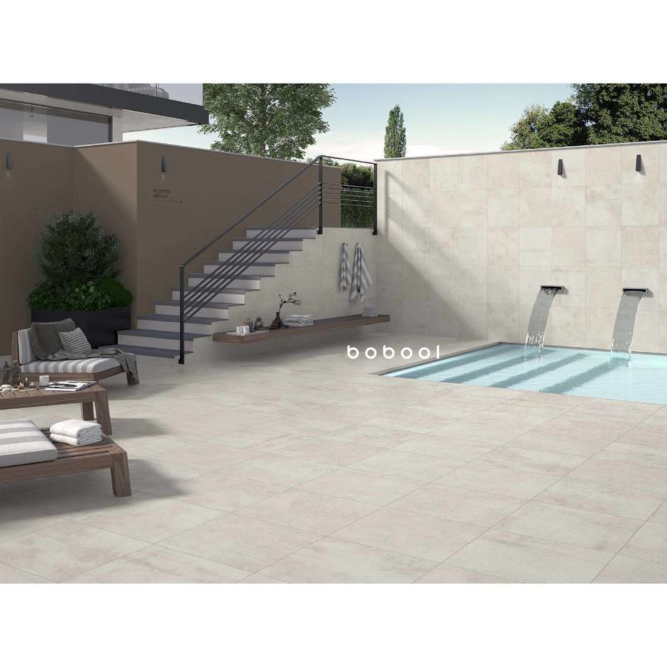 Gres antiscivolo da esterno effetto cemento Bianco Out 60x60 - Uptown, Dom Ceramiche