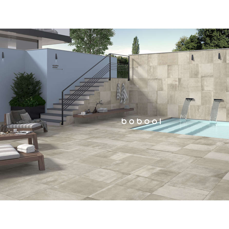 Gres antiscivolo esterno effetto cemento Beige Out 60x60 spesso 2 Entropia, Dom Ceramiche