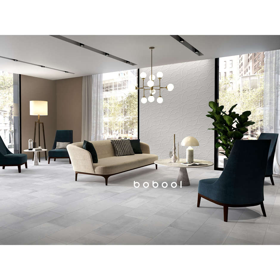 Gres effetto cemento Bianco 29,6x59,5 cm - Entropia, Dom Ceramiche