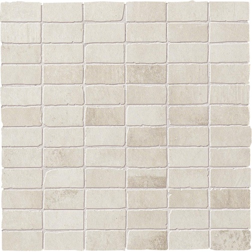 Gres effetto cemento Bianco, Mosaico a muretto 30x30 cm - Entropia, Dom Ceramiche