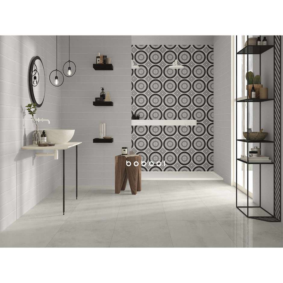 Gres effetto cemento bianco semilucido rettificato, White 44,5x90 - Uptown, Dom Ceramiche