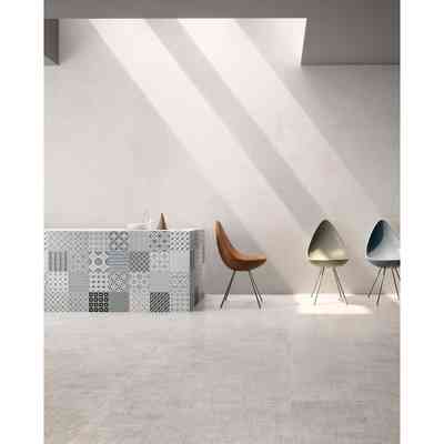Gres effetto cemento/tessuto Dress White 60x60 - Set, Ceramica Sant'Agostino