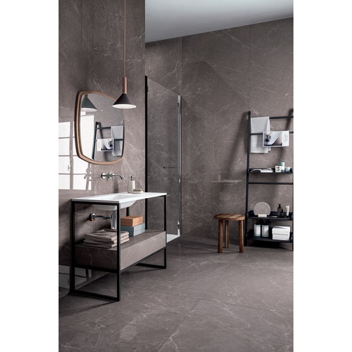 Gres effetto marmo lucido sottile 5,5mm Rain Grey Glossy 100x250 cm - Exedra, Kerlite
