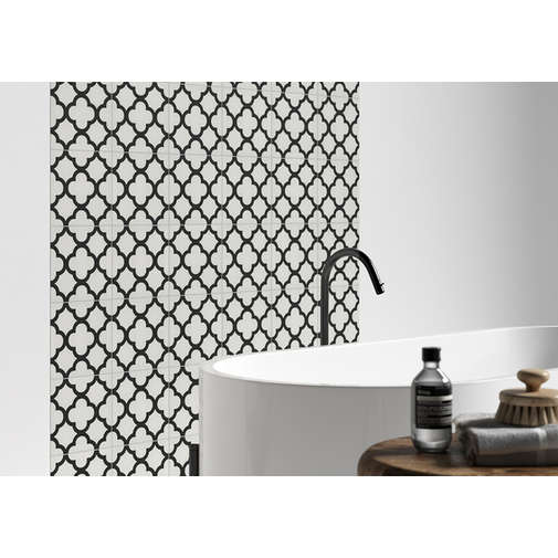 Gres porcellanato decorato di seconda scelta, Bianco Nero 2, 20x20 cm - Reverie, Unicom Starker