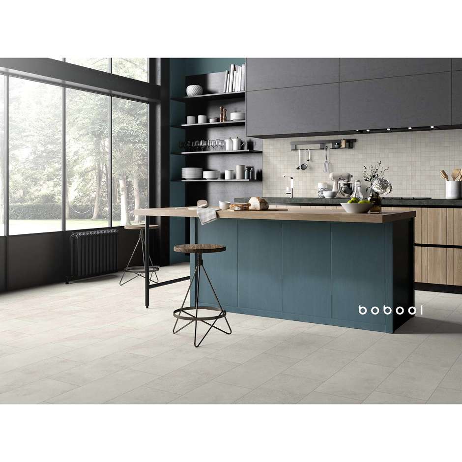 Gres porcellanato effetto cemento, 29,6x59,5 cm White - Uptown, Dom Ceramiche