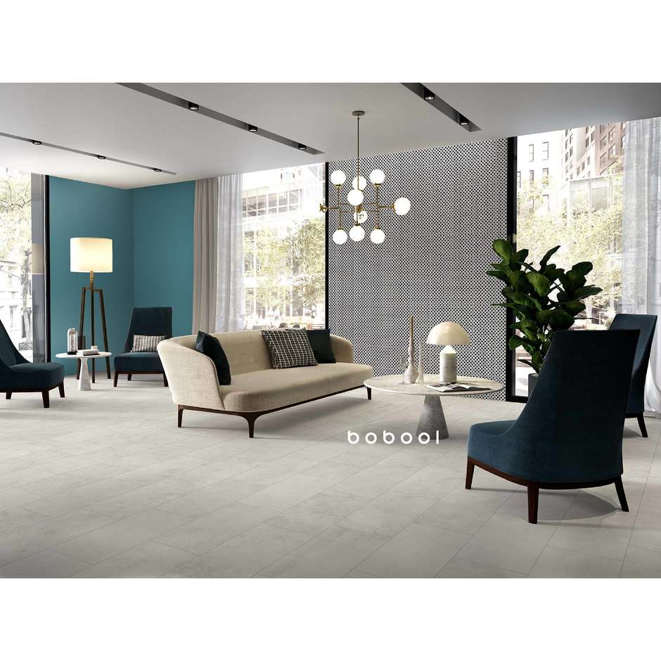 Gres porcellanato effetto cemento, 29,6x59,5 cm White - Uptown, Dom Ceramiche