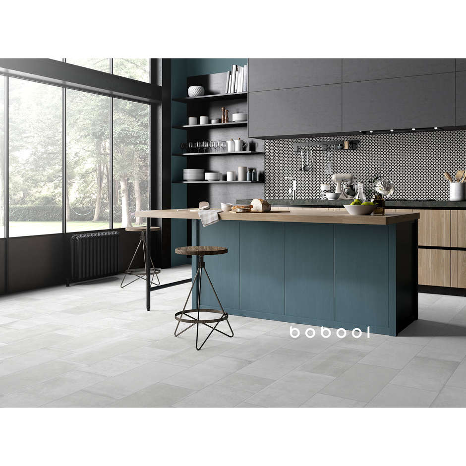 Gres porcellanato effetto cemento, 30x60 cm, Bianco - Entropia, Dom Ceramiche