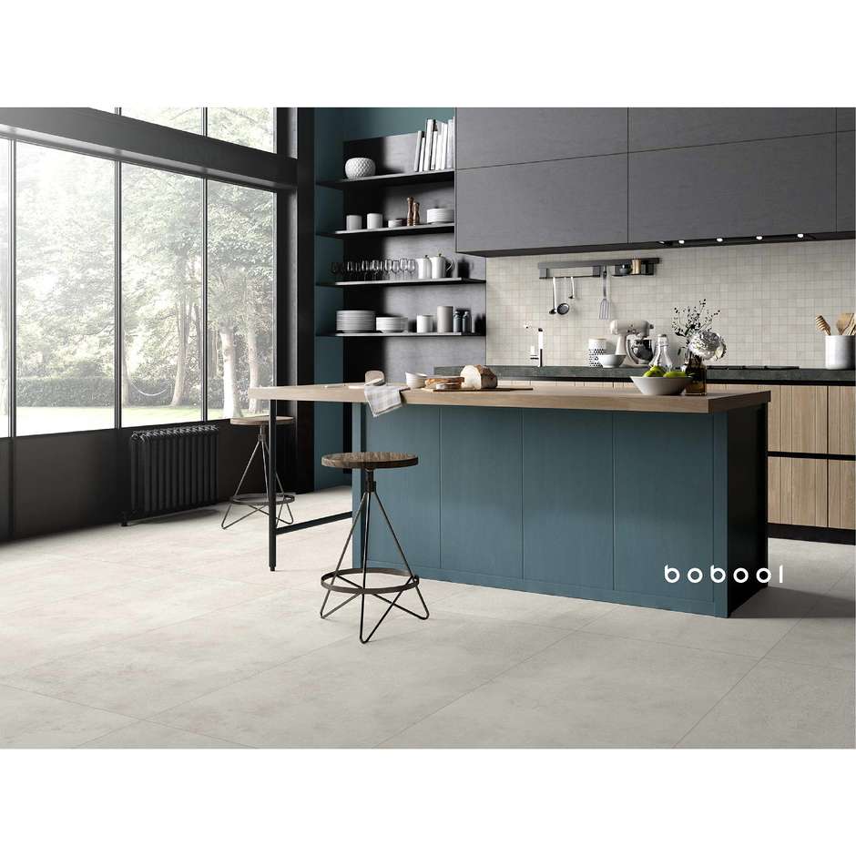 Gres porcellanato effetto cemento, 75x150 cm White, rettificato - Uptown, Dom Ceramiche