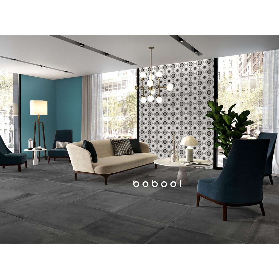 Gres porcellanato effetto cemento, 75x75 cm Antracite - Entropia, Dom Ceramiche