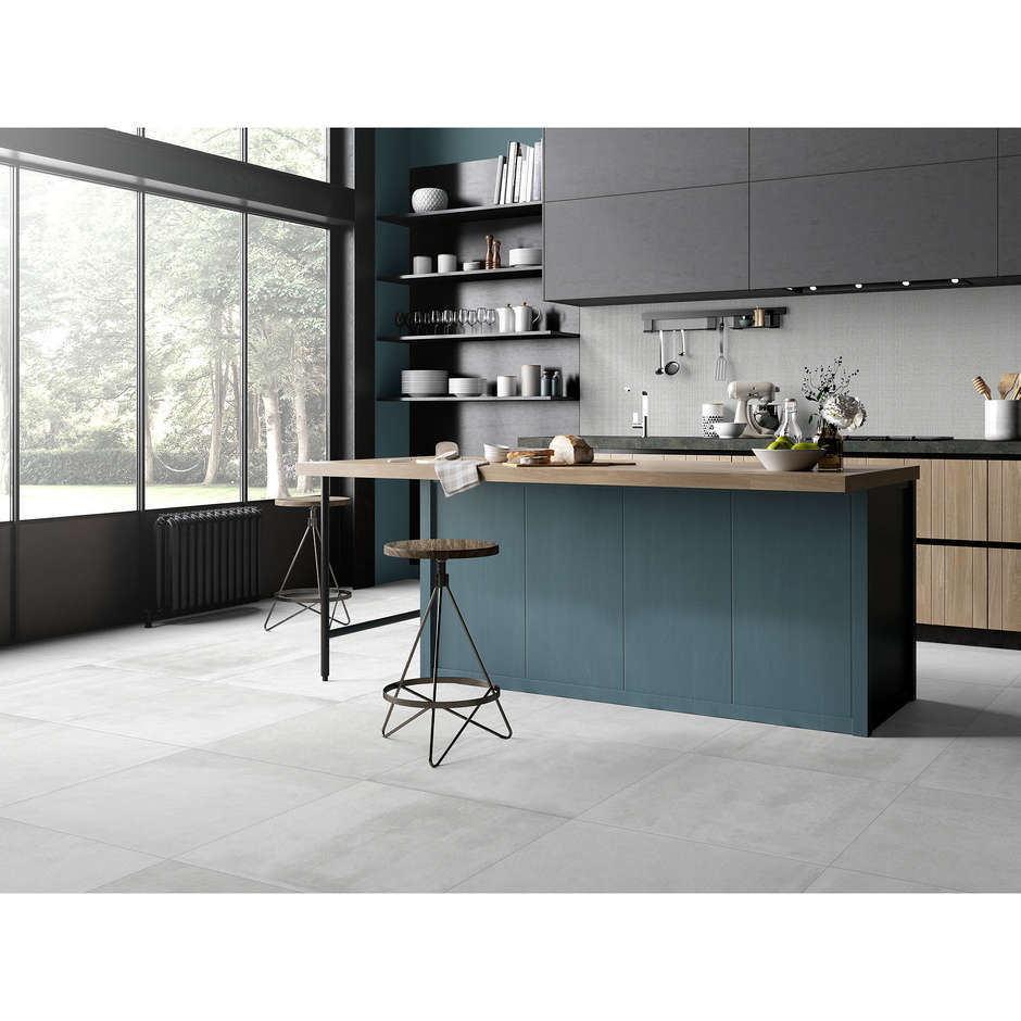 Gres Porcellanato effetto cemento, 75x75 cm Bianco - Entropia, Dom Ceramiche