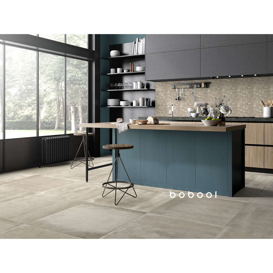 Gres porcellanato effetto cemento, 90x90 cm Beige - Entropia, Dom Ceramiche