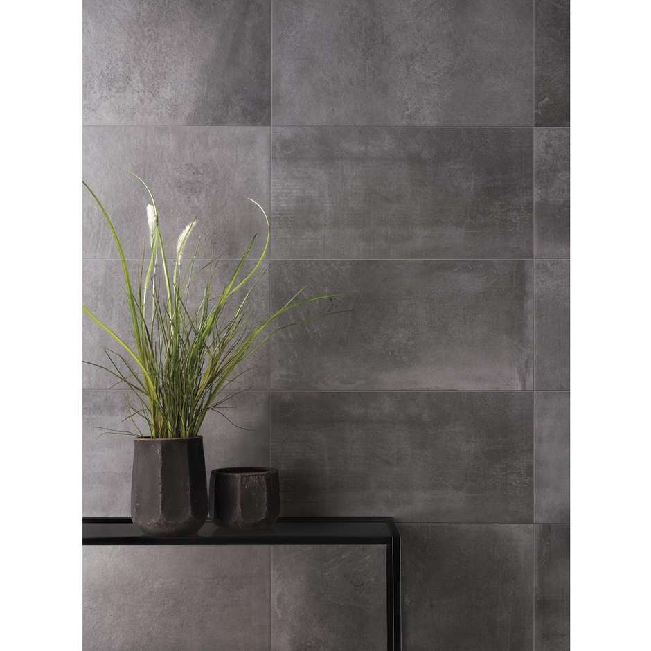 Gres porcellanato effetto cemento antracite 29,6 x59,5 cm - Entropia, Dom Ceramiche