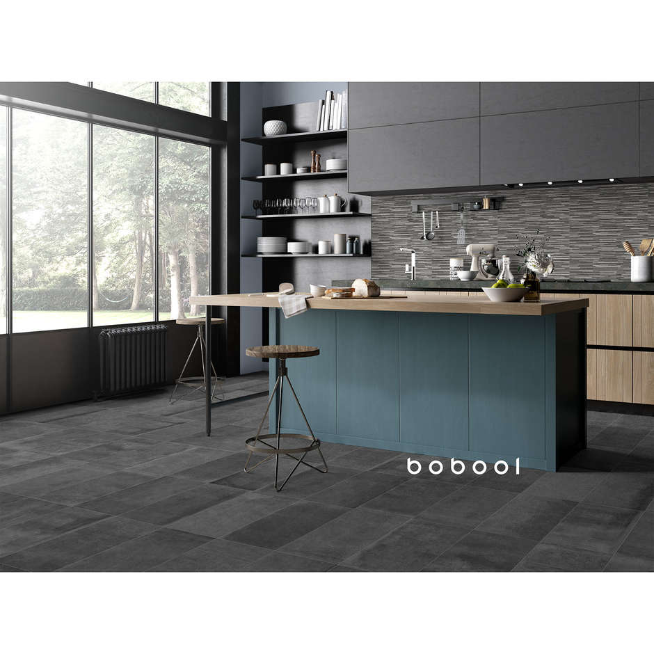 Gres porcellanato effetto cemento antracite 29,6 x59,5 cm - Entropia, Dom Ceramiche