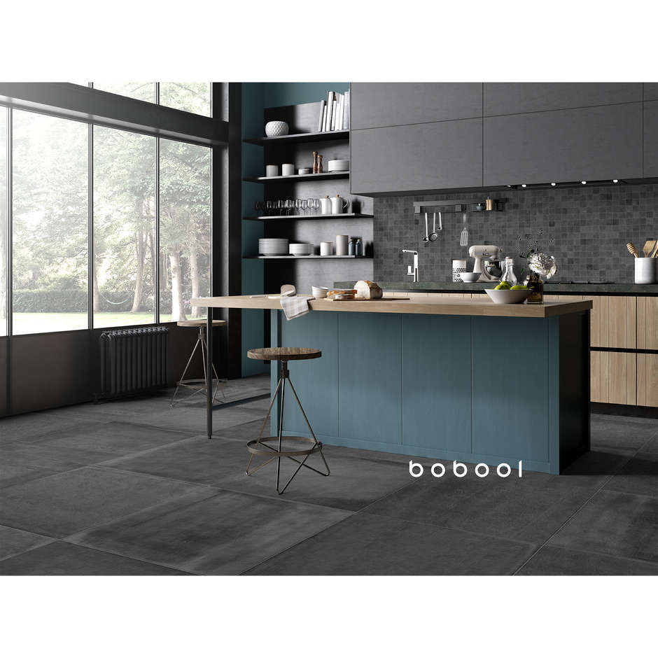 Gres porcellanato effetto cemento Antracite, Mosaico 30x30 cm - Entropia, Dom Ceramiche