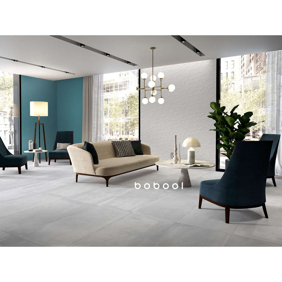 Gres porcellanato effetto cemento, Bianco 59,5x119,2 cm - Entropia, Dom Ceramiche