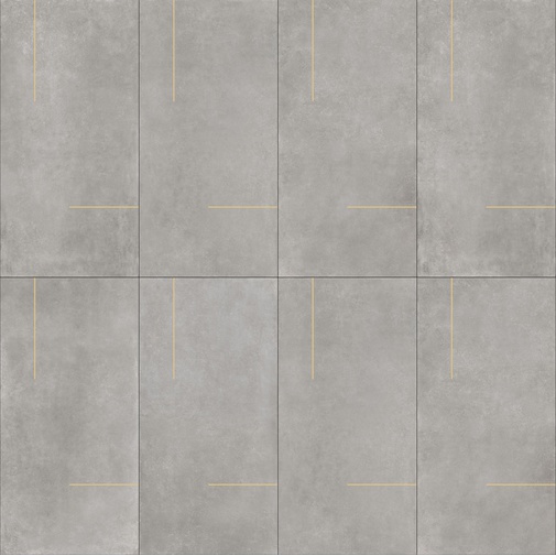 Gres porcellanato effetto cemento Grigio inserti ottone 60x120cm - Lines 1/B, Ceramica Bardelli
