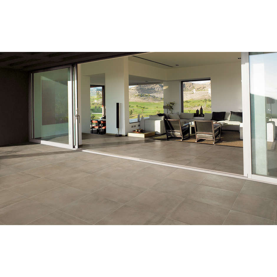 Gres porcellanato effetto cemento marrone, 44,5x90 cm, Lead, rettificato - Uptown, Dom Ceramiche