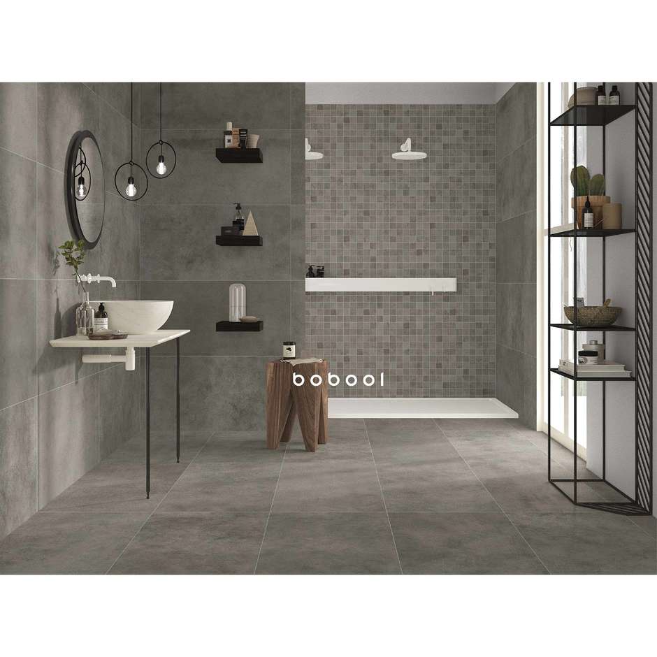 Gres porcellanato effetto cemento marrone, 44,5x90 cm, Lead, rettificato - Uptown, Dom Ceramiche