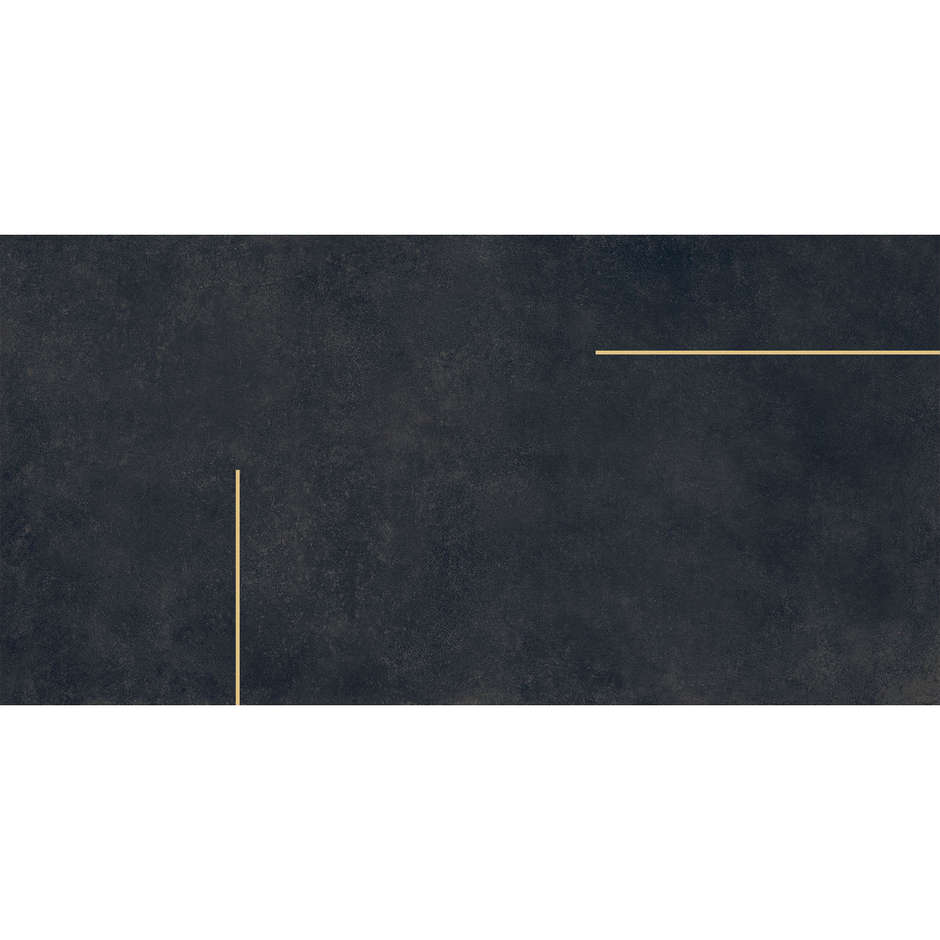Gres porcellanato effetto cemento Nero inserti ottone 60x120cm - Lines 3/B, Ceramica Bardelli