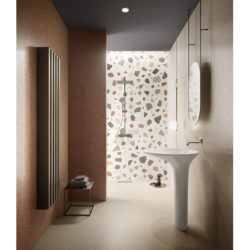 Gres porcellanato effetto graniglia di marmo lucido, Sand 120x120 cm - Newdecò, Ceramica Sant'Agostino