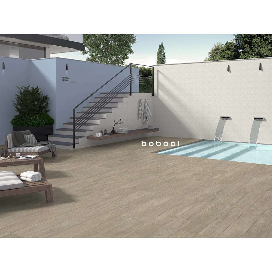 Gres porcellanato effetto legno, antiscivolo per esterno, 20x120 cm, Sand Extèrieure - Comfort W, Dom Ceramiche