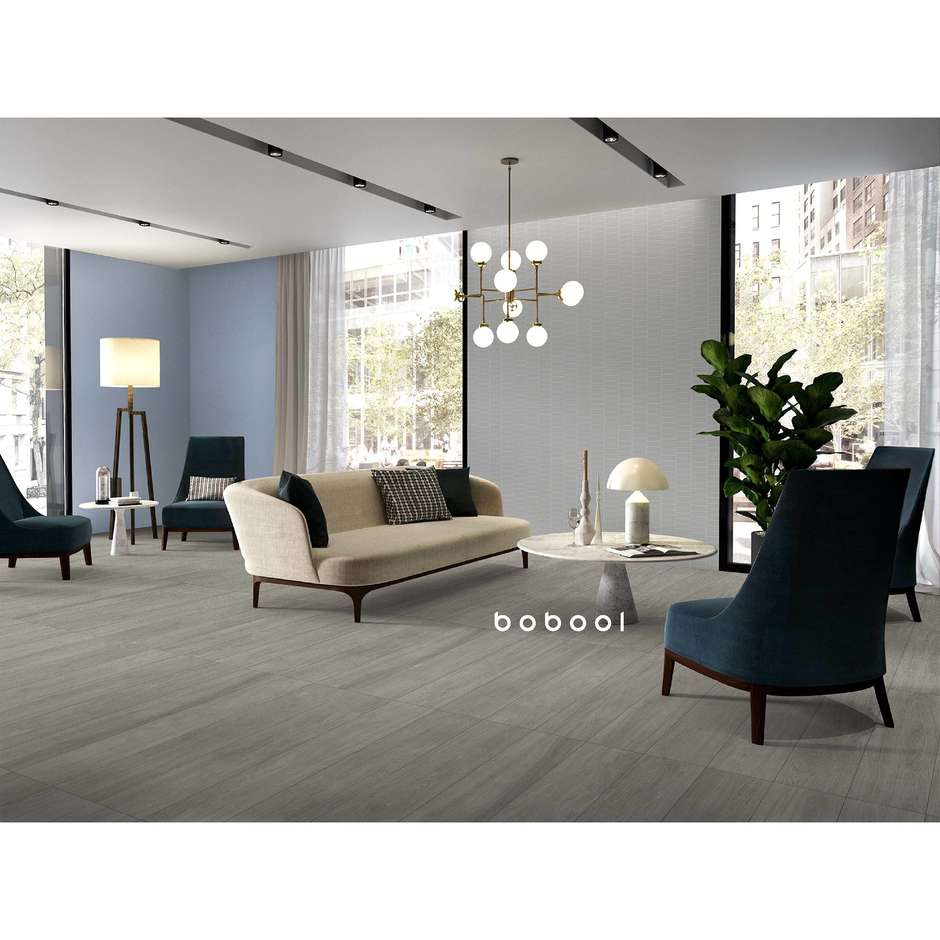Gres porcellanato effetto legno, grigio cenere, 20x120 cm, Ash - Comfort W, Dom Ceramiche