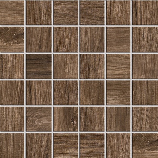 Gres porcellanato effetto legno naturale, 36,6x32,6 cm, mosaico Nut Mix - Logwood, Dom Ceramiche