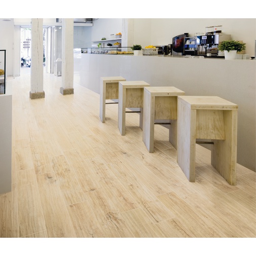 Gres porcellanato effetto legno naturale beige chiaro, 25x150 cm Cream - Logwood, Dom Ceramiche