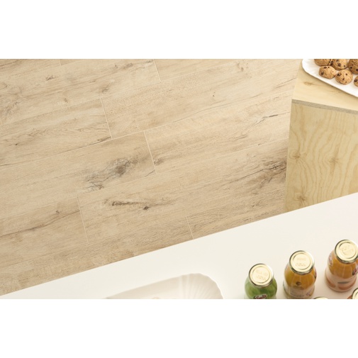 Gres porcellanato effetto legno naturale beige chiaro, 25x150 cm Cream - Logwood, Dom Ceramiche