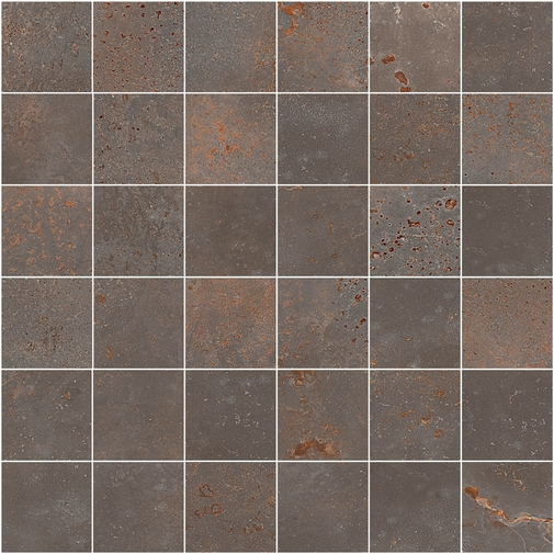 Gres porcellanato effetto metallo ossidato, Mosaico Iron 30x30 cm - Oxidart, Ceramica Sant'Agostino
