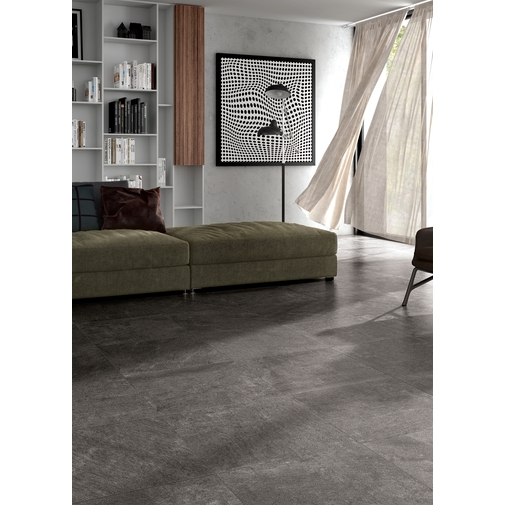 Gres porcellanato effetto pietra semi lucido lappato design attuale colore Basalt Grey 60x60 cm - Living Stones, Blustyle