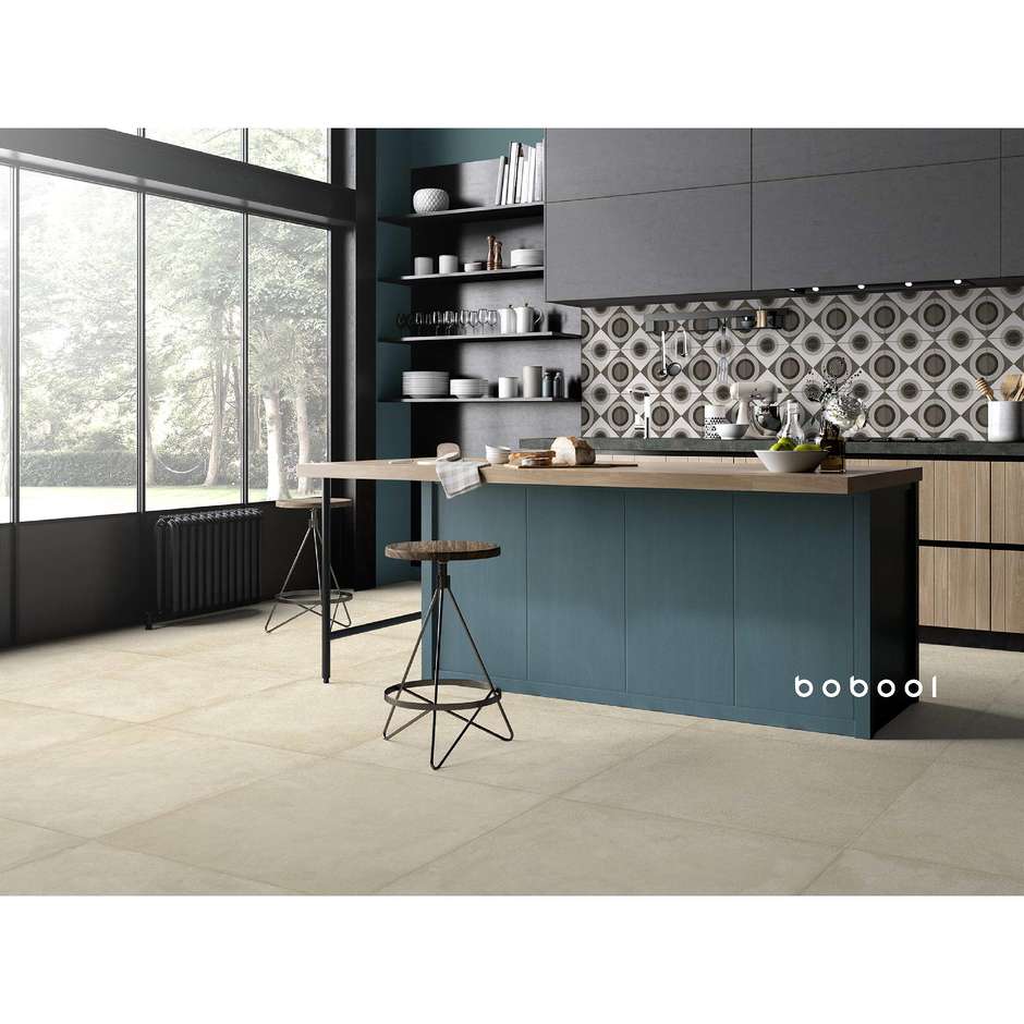 Gres porcellanato effetto resina, 90x90 cm Beige - Comfort R, Dom Ceramiche