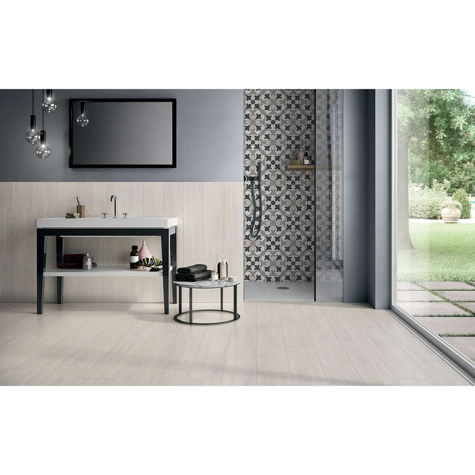 Gres porcellanato effetto resina chiaro, 59,5x59,5 cm, White - Comfort R, Dom Ceramiche